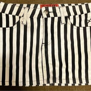 TRIPP NYC Black & White Striped Denim Mini Skirt Small Goth Club Wear